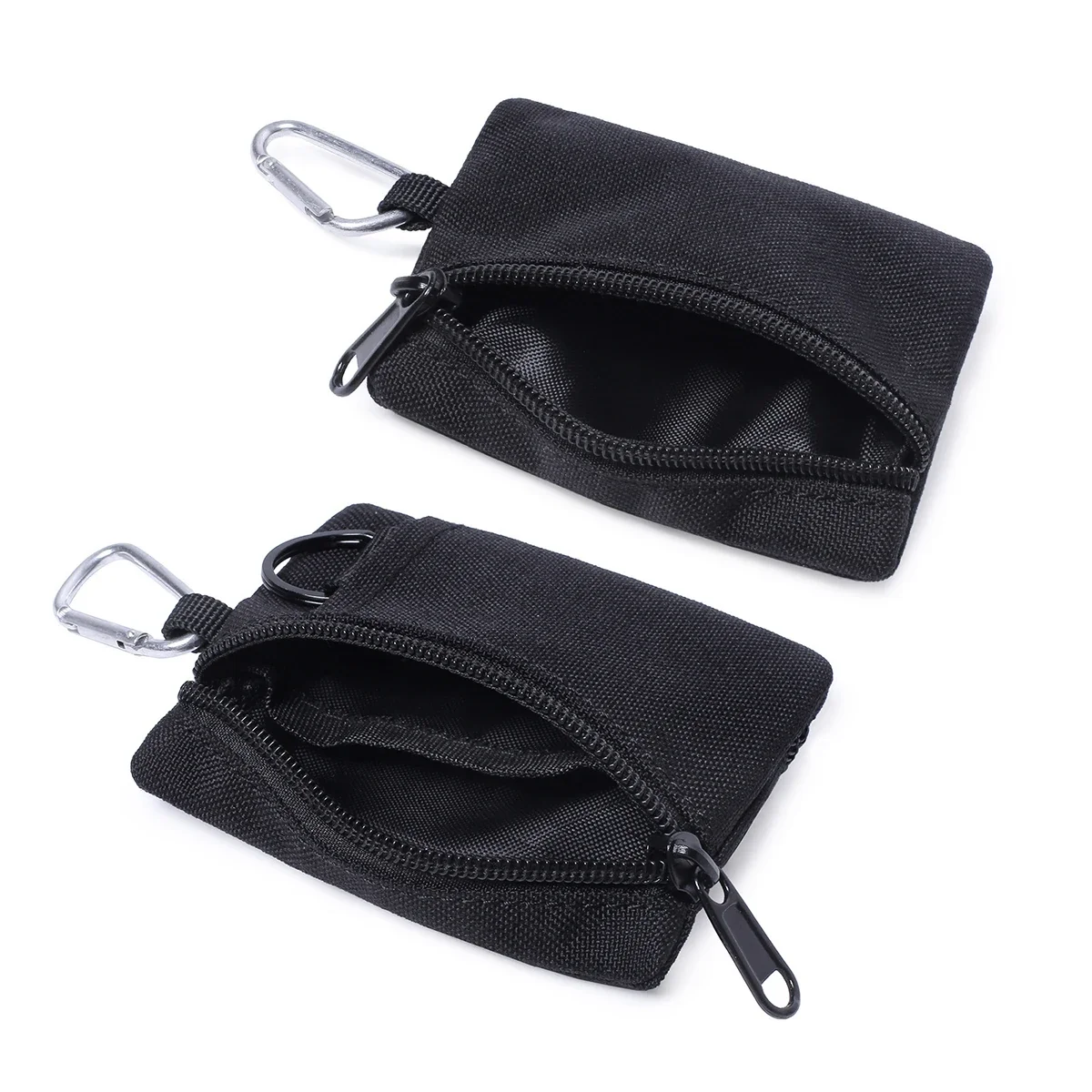 Mini Tactical Pouch EDC Organizer Bag 600D Nylon Coin Purse Key Card Holder with Carabiner for Camping Hiking Outdoor Daily Use