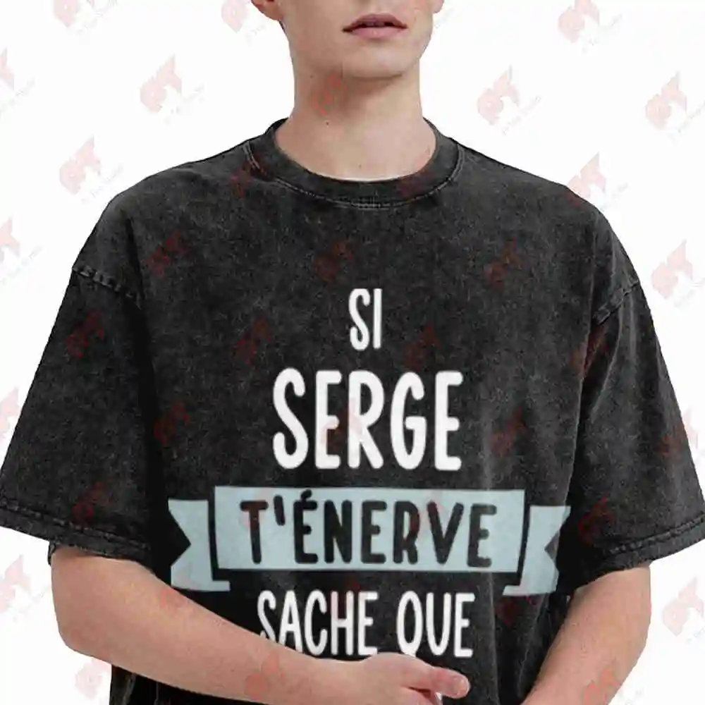 Personalized First Name Serge Humor Vintage Washed Tee Pure Cotton T-Shirt