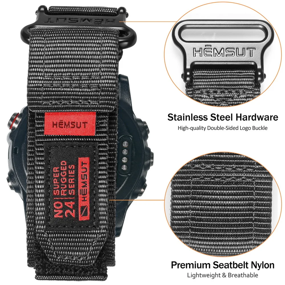 HEMSUT Watch Band For Garmin Instinct Nylon Quickfit 20 22 26mm Sports Wrist Strap Compatible  Fenix8 7 6 EPIX /Enduro /Tactix