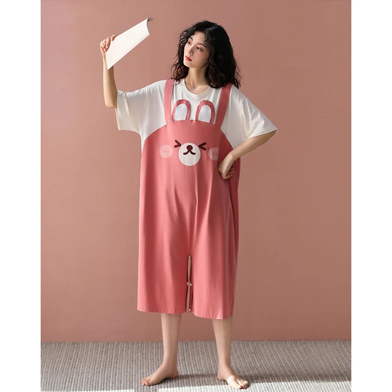 pigiama-di-cotone-cool-sensation-collezione-estiva-ort-sve-vestibilita-ampia-abbigliamento-da-casa-simpatico-cartone-animato-orso-tutina-camicia-da-notte-per-giovani