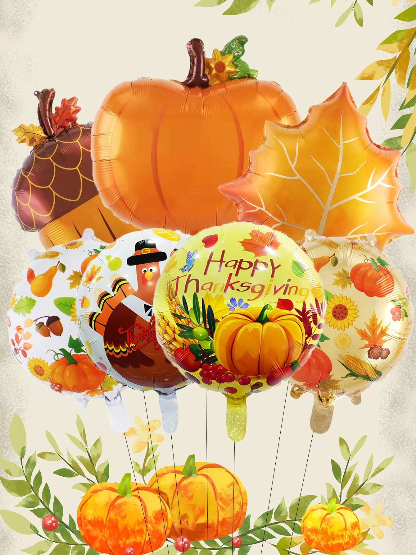 7 stücke Thanksgiving Day Luftballons Set Kürbis Ahornblatt Tannenzapfen Ballon Herbst Ernte Festival Thanksgiving Day Dekorationen