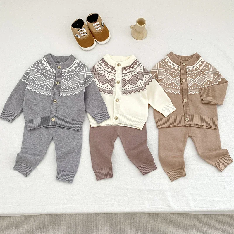 

Baby Boy Clothes Set Soft Knit Baby Boy Cardigan + Pants Suits Kids Outfit Winter Kids Baby Boy Girl Winter Sweater Clothes Set