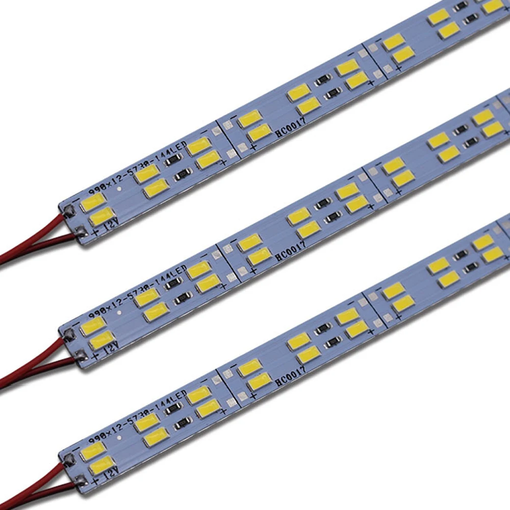 50szt 20CM 25CM 50CM DC 12V 24V LED Hard Rigid Strip Bar Light Double rząd 144leds/m SMD 5730 5630 Superbright Warm Cool White