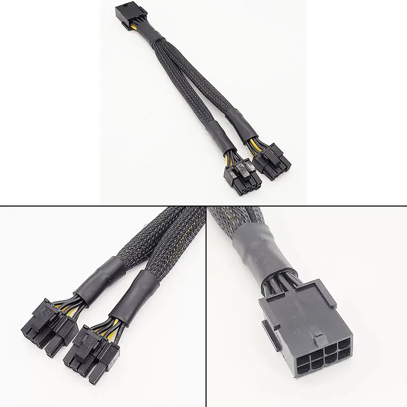 

Braided Y-Splitter GPU Adapter Cable PCIe 8 Pin Female To Dual 2X8 Pin(6+2) Male graphics card power cable 18AWG connector