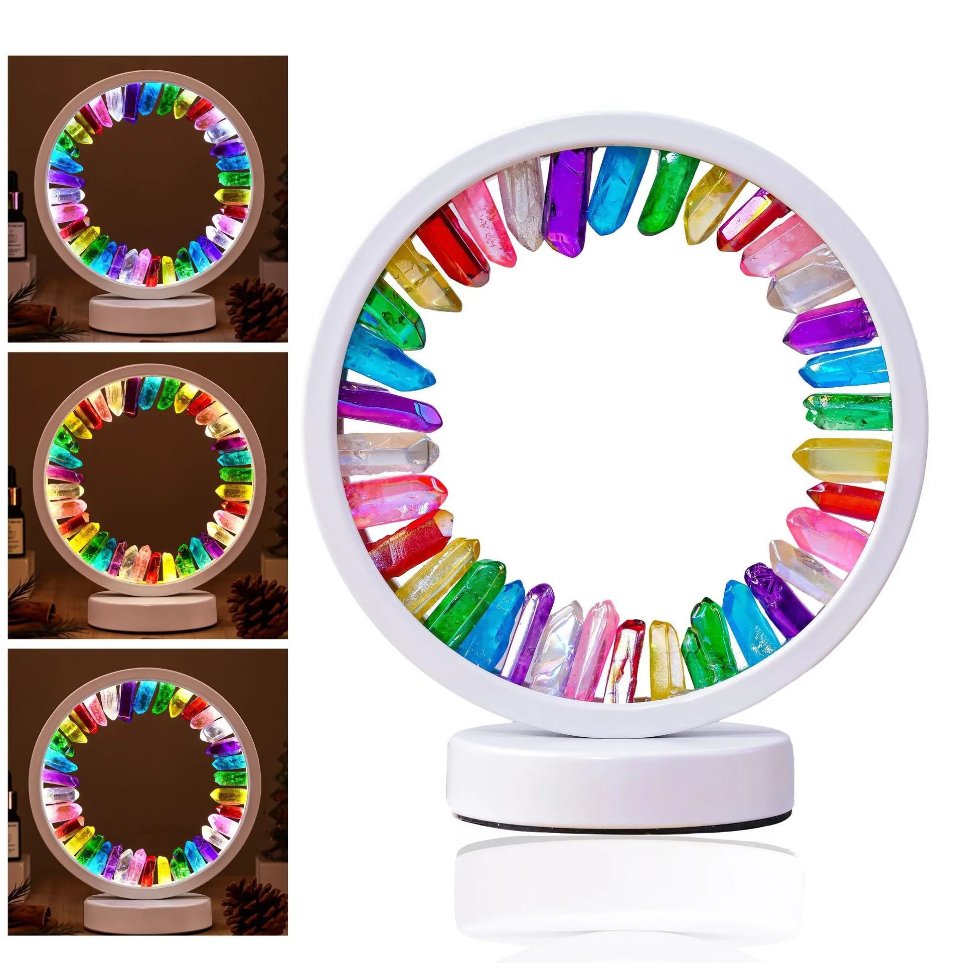 

Crystal Column LED Night Light Decoration USB Amethyst Healing Stone Obelisk Light Ornament Room Decoration Natural Gemstone Ame