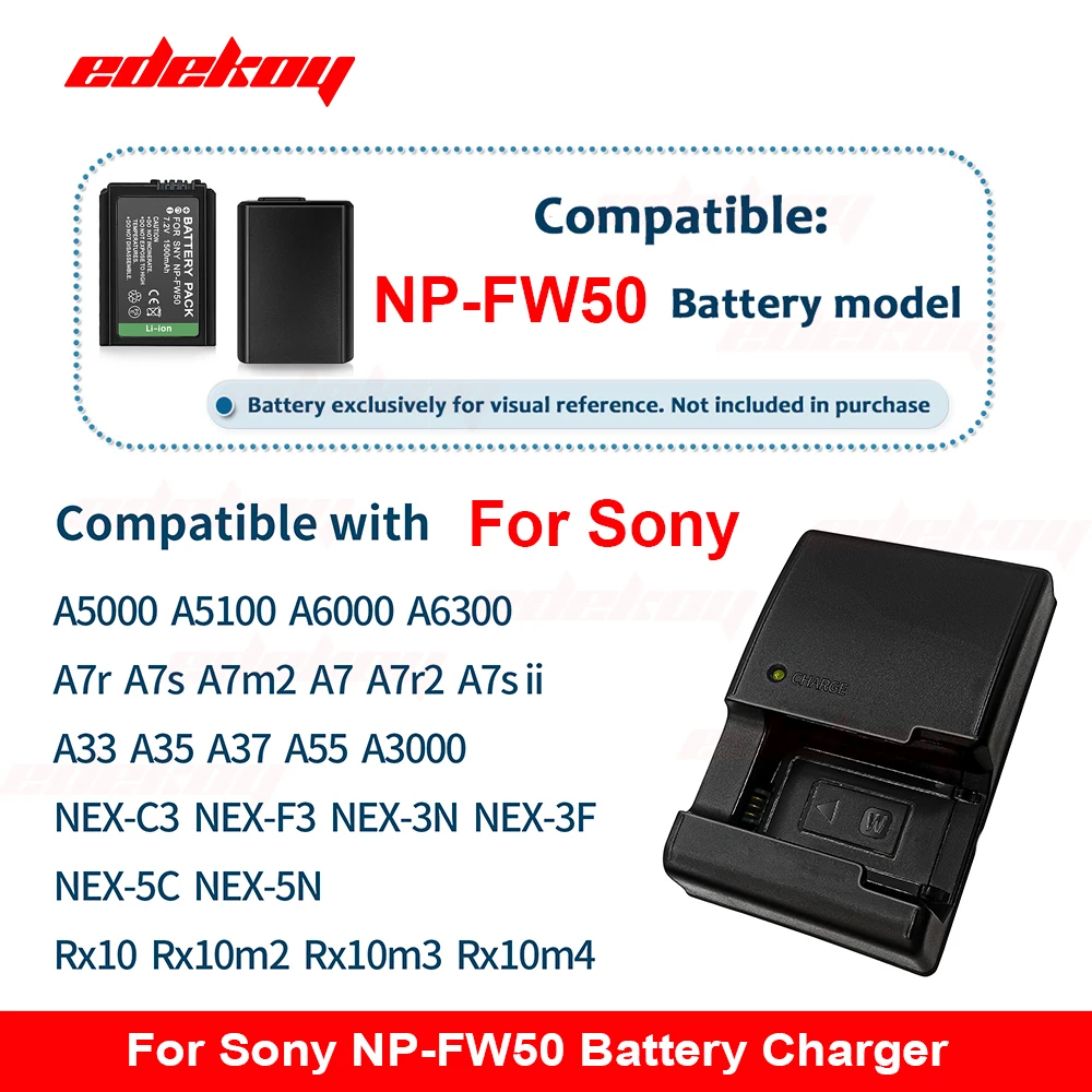 BC-VW1 Camera Battery Charger for Sony NP-FW50 Lithium Battery A7S