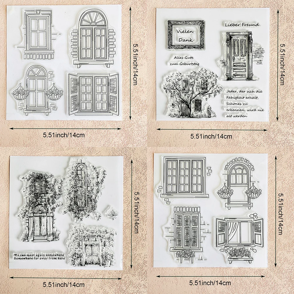 Retro-Türen und -Fenster/klare Stempel/Siegel für DIY-Scrapbooking, Kartenherstellung, Album, dekoratives Siegel, Basteln