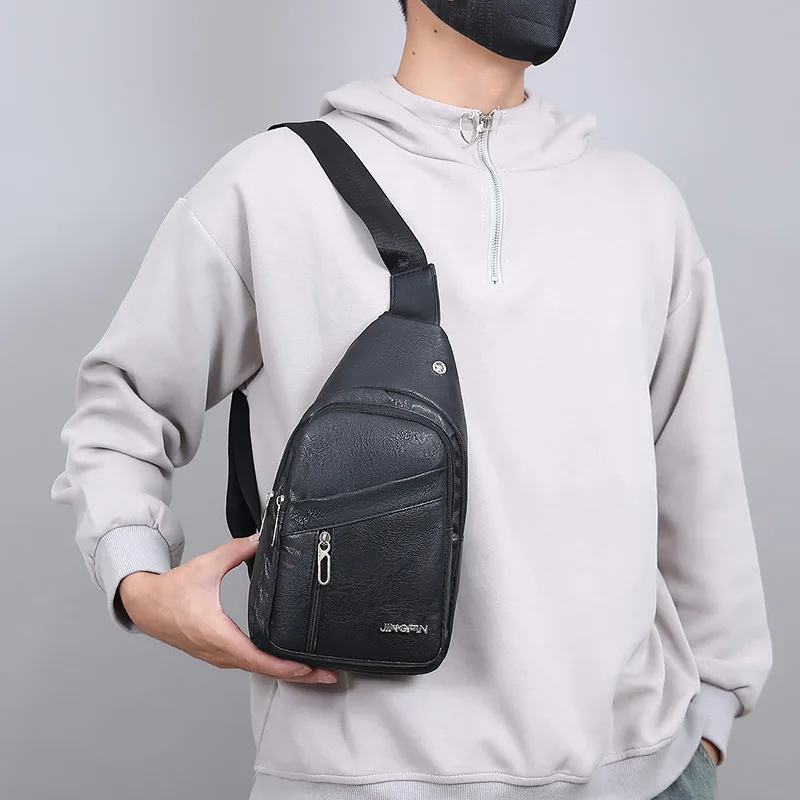 

Korean Style Men's Casual Chest Bag Crossbody Sling Pack Lightweight Commuter Shoulder Bag for Business Travel Рюкзак Мужской