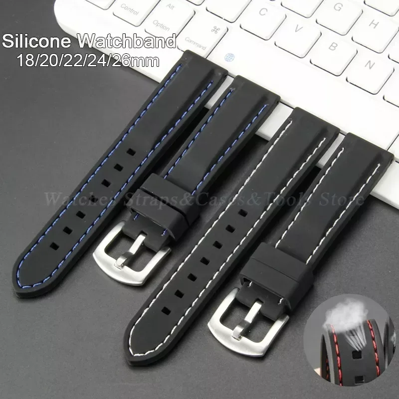 

Silicone Watch Strap 18mm 20mm 22mm 24mm 26mm Universal Sport Band Replacement Accessories for Seiko Men Women Sport Bracelet