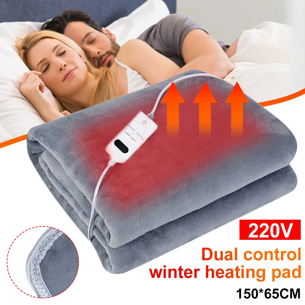 Flannel Blanket Electric Blanket 220V/110V Heated Throw Blanket 2 Heat Settings with Switch Winter Body Warmer Travel Sofa Bed