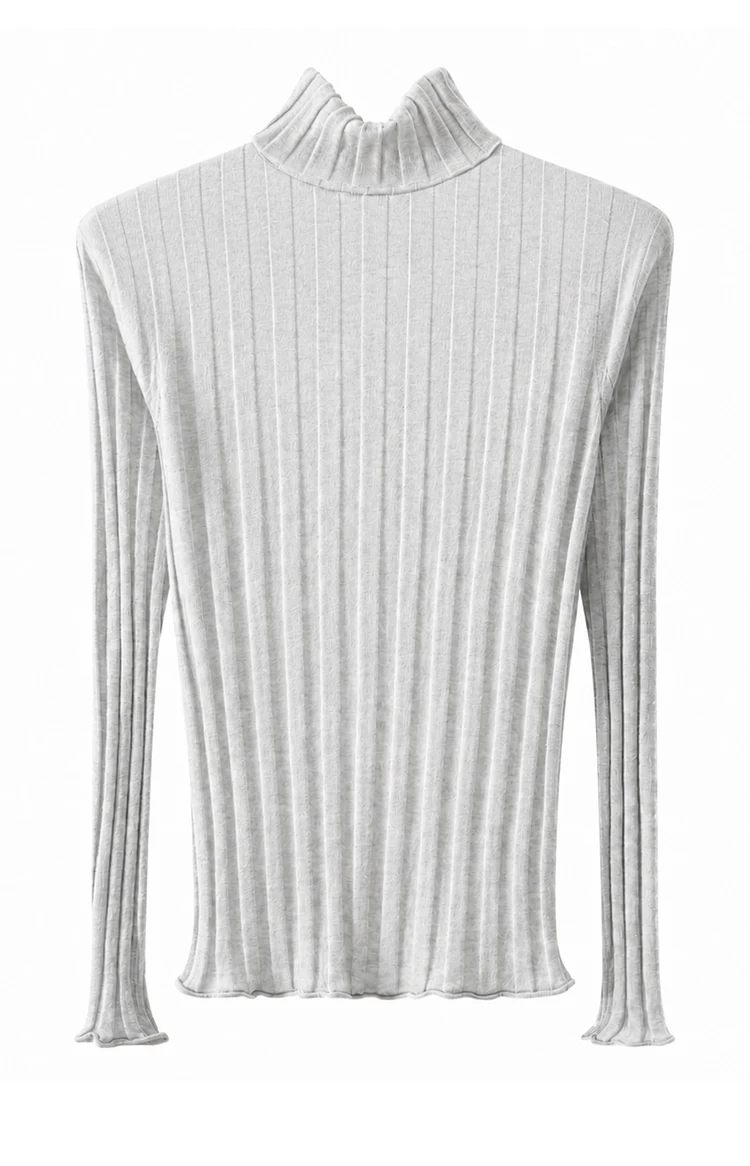 BD3621695 Damen Rollkragenpullover aus Lurex-Wollmischung mit breiten Rippen, langen Ärmeln und Wellensaum, dezenter Luxus für den frühen Herbst. – Detail 14