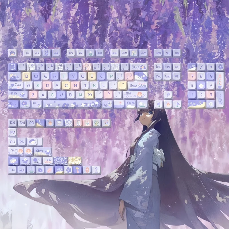 

Flower Girl Theme Keycap MDA Highly Personalized Customized PBT Material Five Sided Heat Sublimation Complete Set 138/158 Keys