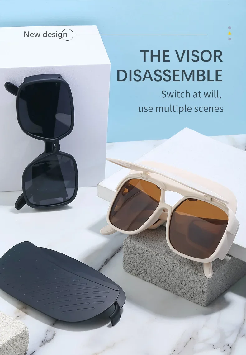 Hochklappbare polarisierte Sonnenbrille, multifunktionale Sonnenschutz-Sonnenbrille, Outdoor-Camping-/Angelbrille für Damen und Herren – Detail 2