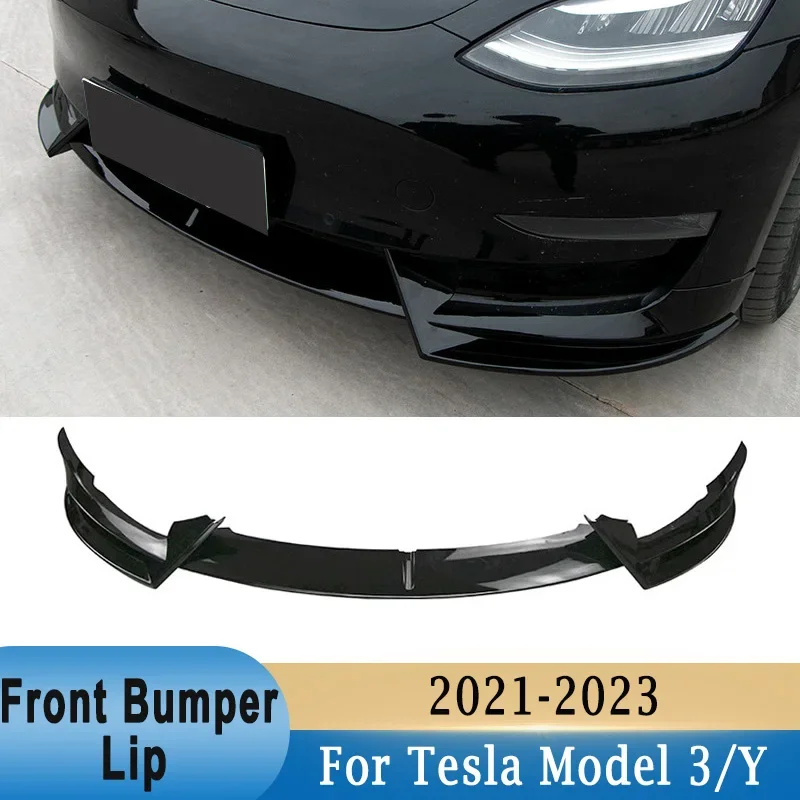

Front Bumper Lip Spoiler Car Modification Body Kit Lower Bumper Diffuser Protector Trim Cover for Tesla Model 3 Y 2017-2023