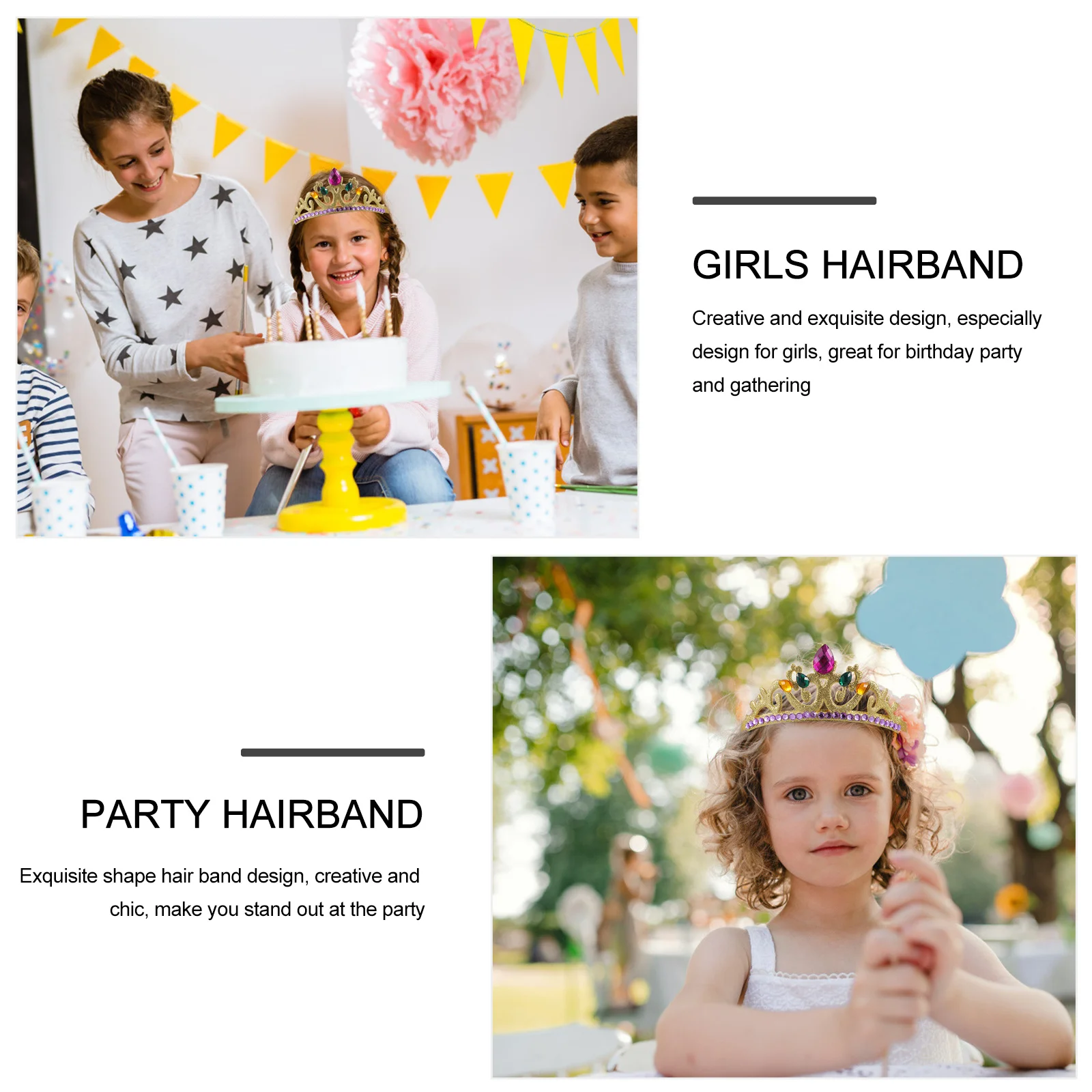 

Birthday Party Crown Rhinestone Headband Exquisite Design Girls Hair Accessory Party Headband Girls Hairband Birthday Crown