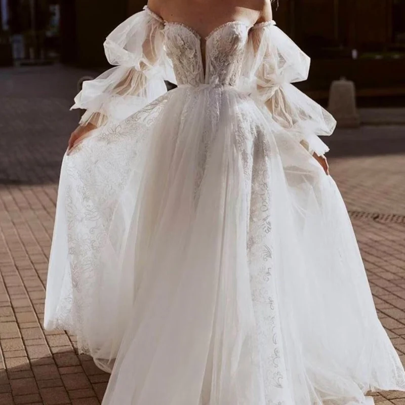 Tulle Detachable Sleeves Bridal Removable Puff Sleeves For Dresses Wedding