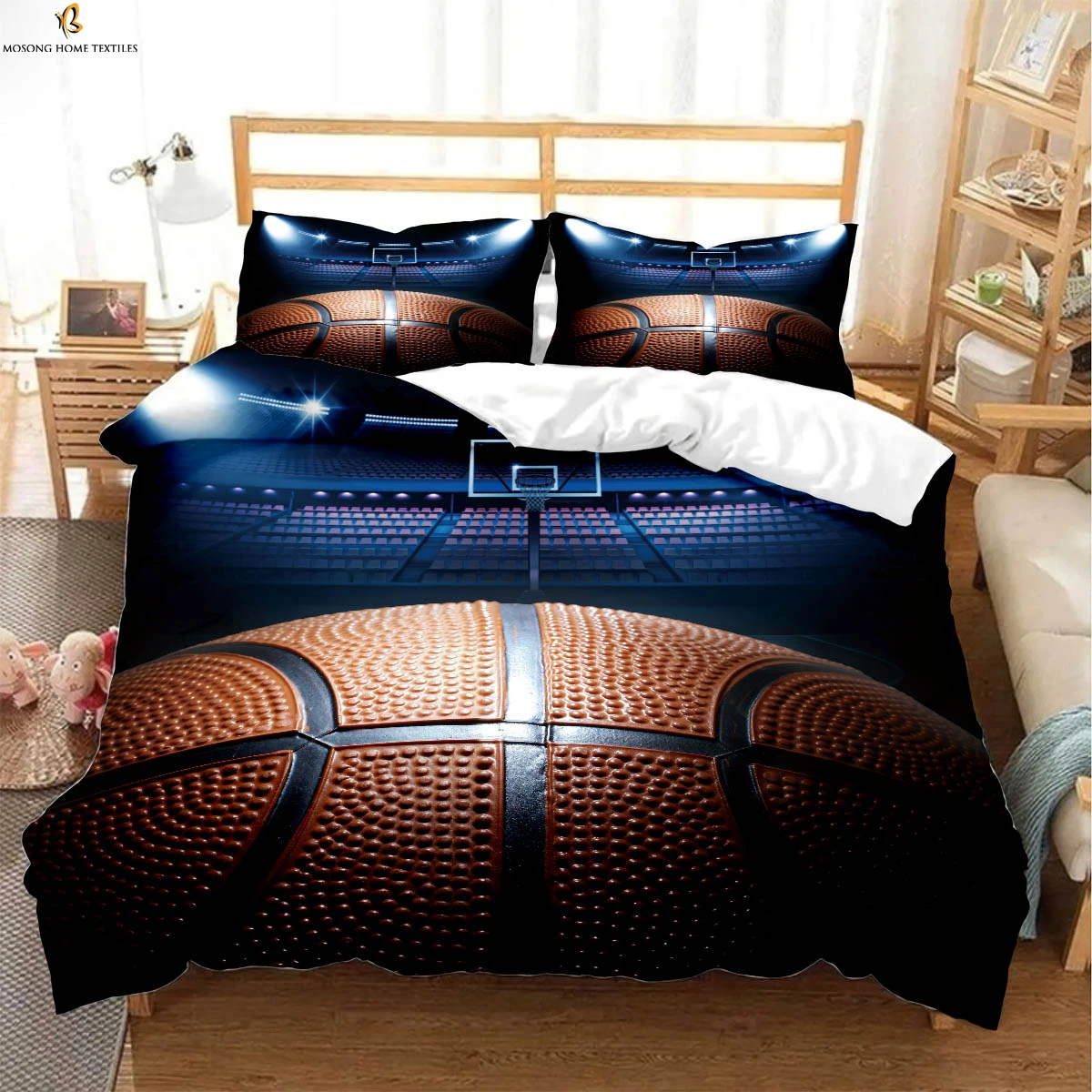 Sports Basketball 3d Printing Quilt Cover 100% Polyester Bedding Set Duvet Cover Pillowcase Three-Piece Set