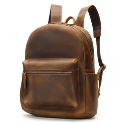 Men Women Leather Backpack Travel Bag Men Male Bagpack For Female Vintage Leather Daypacks Leather Bag Laser Custom Names