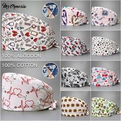 Cappello da Scrub con stampa di moda regolabile cappellino antipolvere berretto da infermiera in cotone fasciatura uomo donna cappello chirurgico berretto Gorros 3.0l urgicos Mujer