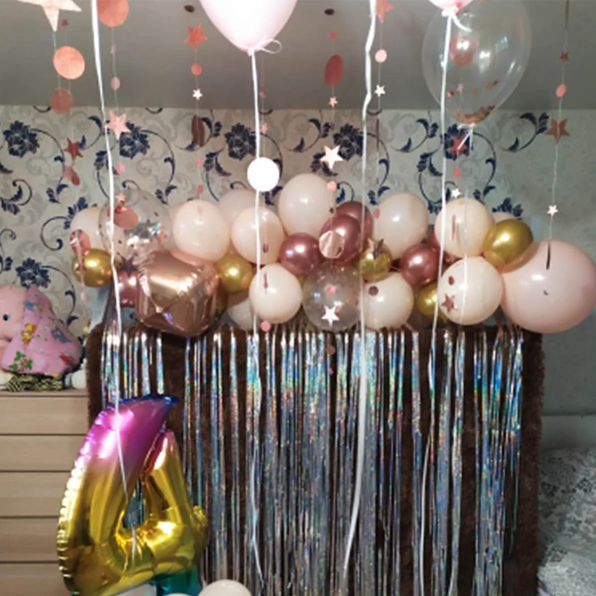 4M 13ft Glitter Paper Banner Birthday Party Decoration First 1st Kids Boy Girl Adult Rose Gold Garland Wedding Bridal Shower