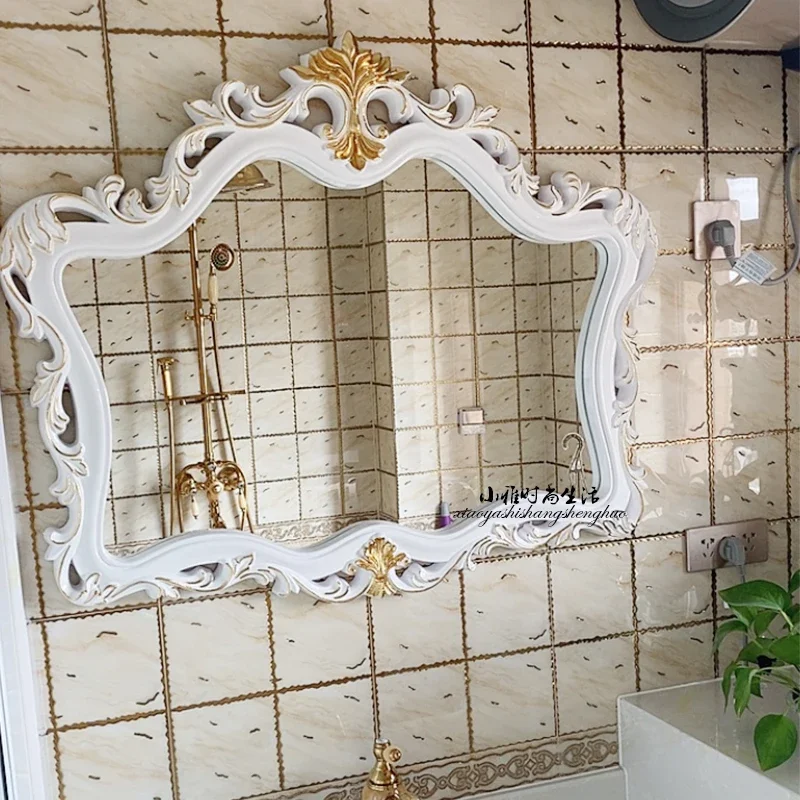 

Vanity Makeup Mirror Salon Glass Bedroom Luxury Vintage Nordic Irregular Mirror Small Espejos Decorativos Decorative Mirrors