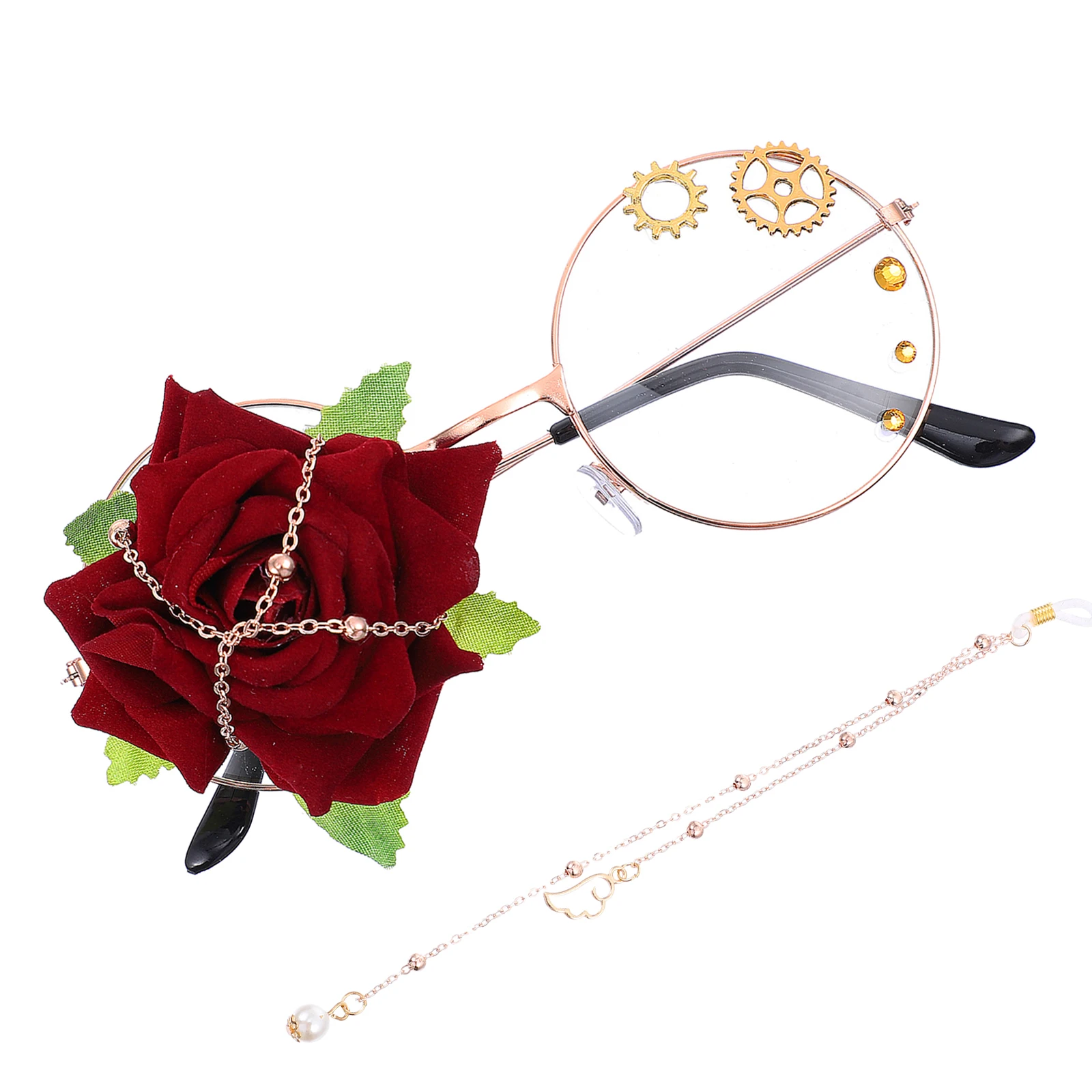 

Steampunk Rose Glasses Punk Lolita Eyewear Retro Vintage Accessory Unisex Cosplay Glasses Adjustable Metal Frame Comfortable
