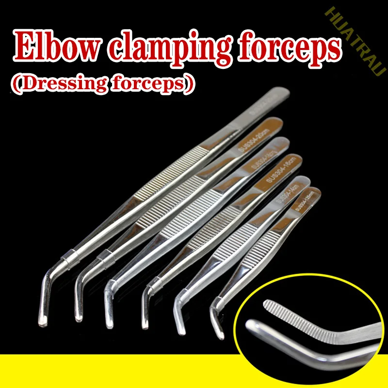 

304 stainless steel water grass tweezer industrial thickener maintenance Kitchen Baking gardening round head elbow curved forcep