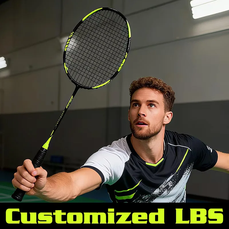 

carbon Badminton racket 26LBS 28 Customized Male women Ultra-light 4U High elasticity Professional level Attack Offense Adult