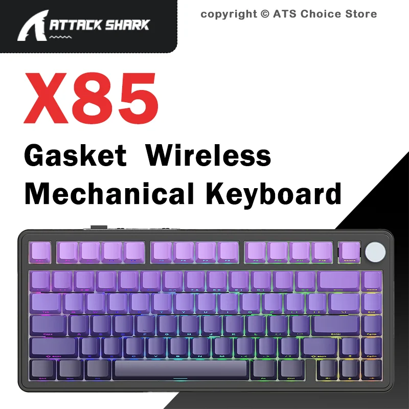 

ATTACK SHARK X85 X85Pro Gasket Wireless Mechanical Keyboard 82 Keys 75% Tri-Mode Bluetooth Wird Hot Swap RGB Knob TFT for Gamer