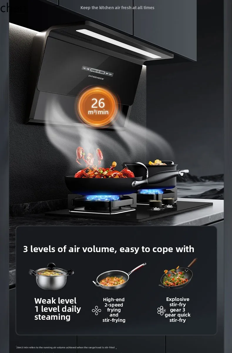 ZML household kitchen range hood large suction top side double suction natural liquefied coal gas stove