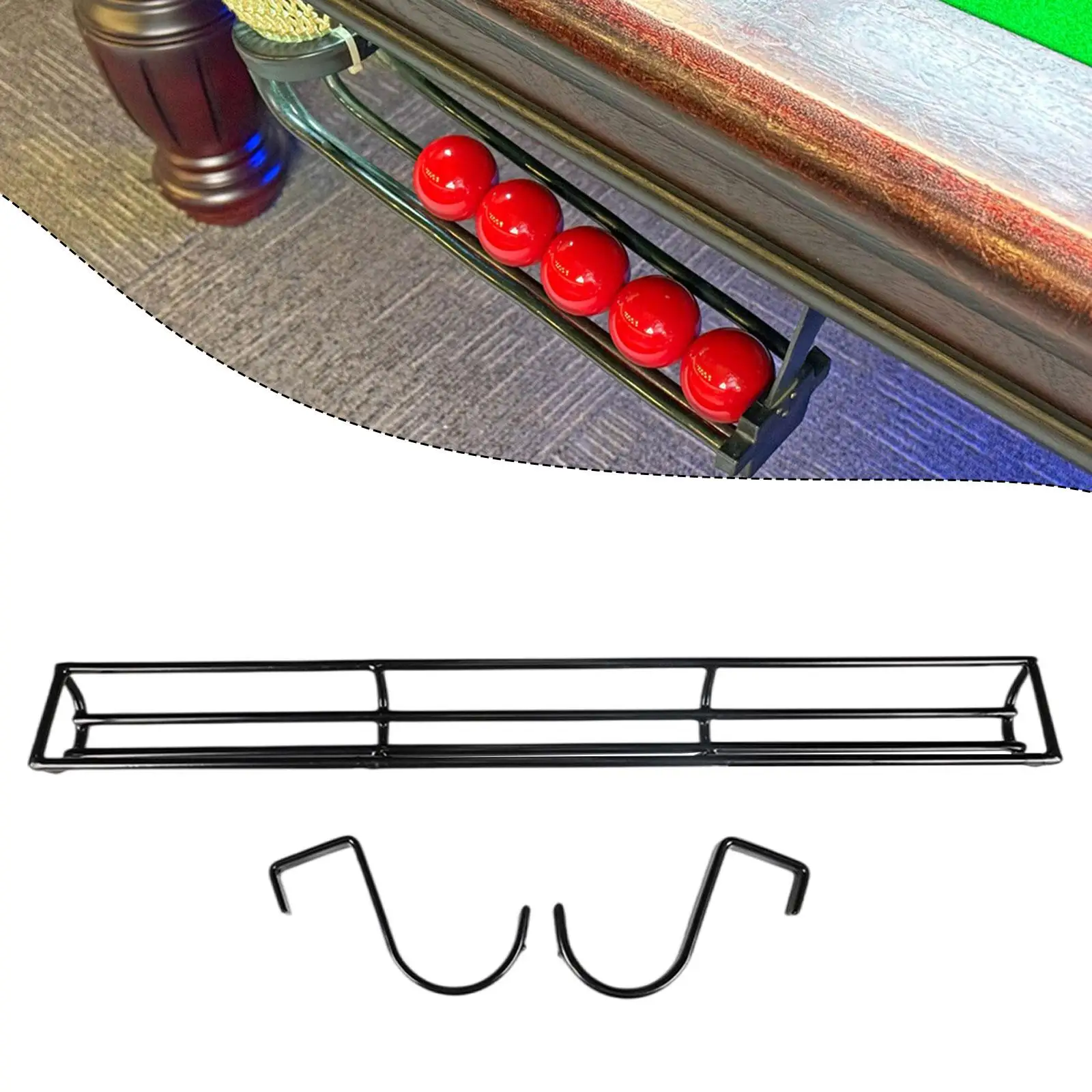 

Billiard Table Rail Track Durable Iron Soft Plastic Billiard Ball Storage Rack for Pool Table Accessories Sports Venues