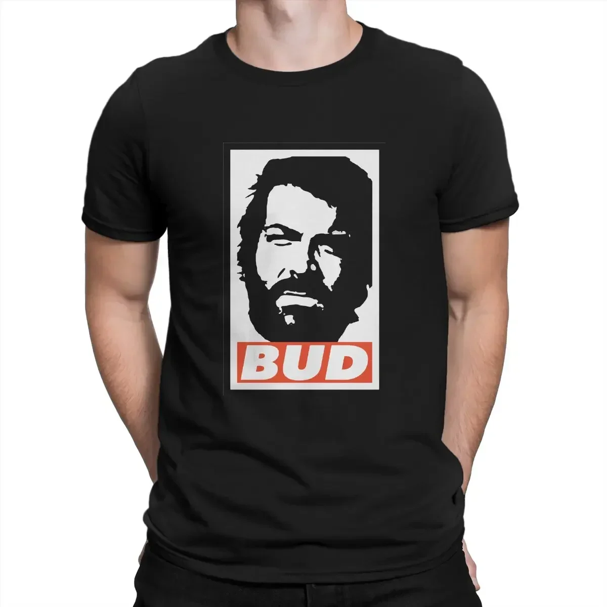 Humorous Bud T-Shirts for Men Round Collar Cotton T Shirt Bud Spencer And Terence Hill Short Sleeve Tee Shirt 4XL 5XL Clothing