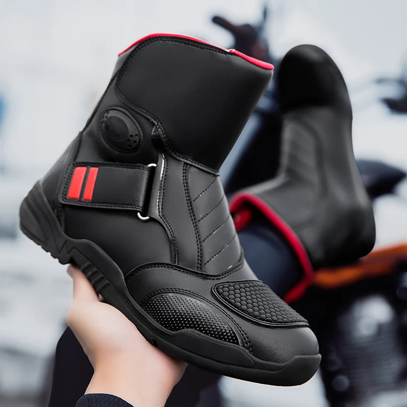 

Мотоциклетные ботинки из микрофибры, мотоциклетная противоударная защитная обувь для ног, щиколотки, короткие ботинки для верховой езды, мужские и женские QK01