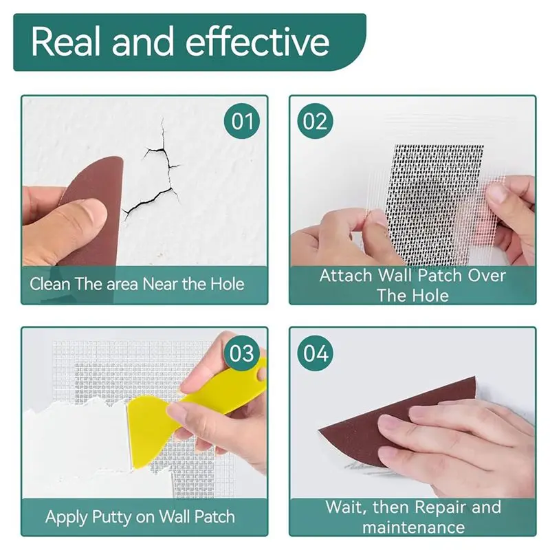 AS60-Drywall Repair Patch Kit,18 PCS 2/4/6/8 Inch Aluminum Fiber Mesh Spackle Wall Reapair Patch Kit