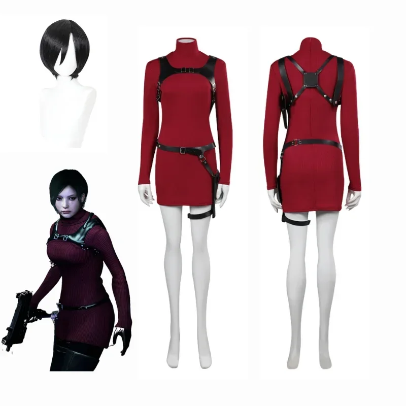 

Female Resident 4 Ada Wong Cosplay Costume Evil Dress Outfits Fantasia Halloween Carnival Disguise Suit For Adult Women Girl MN3