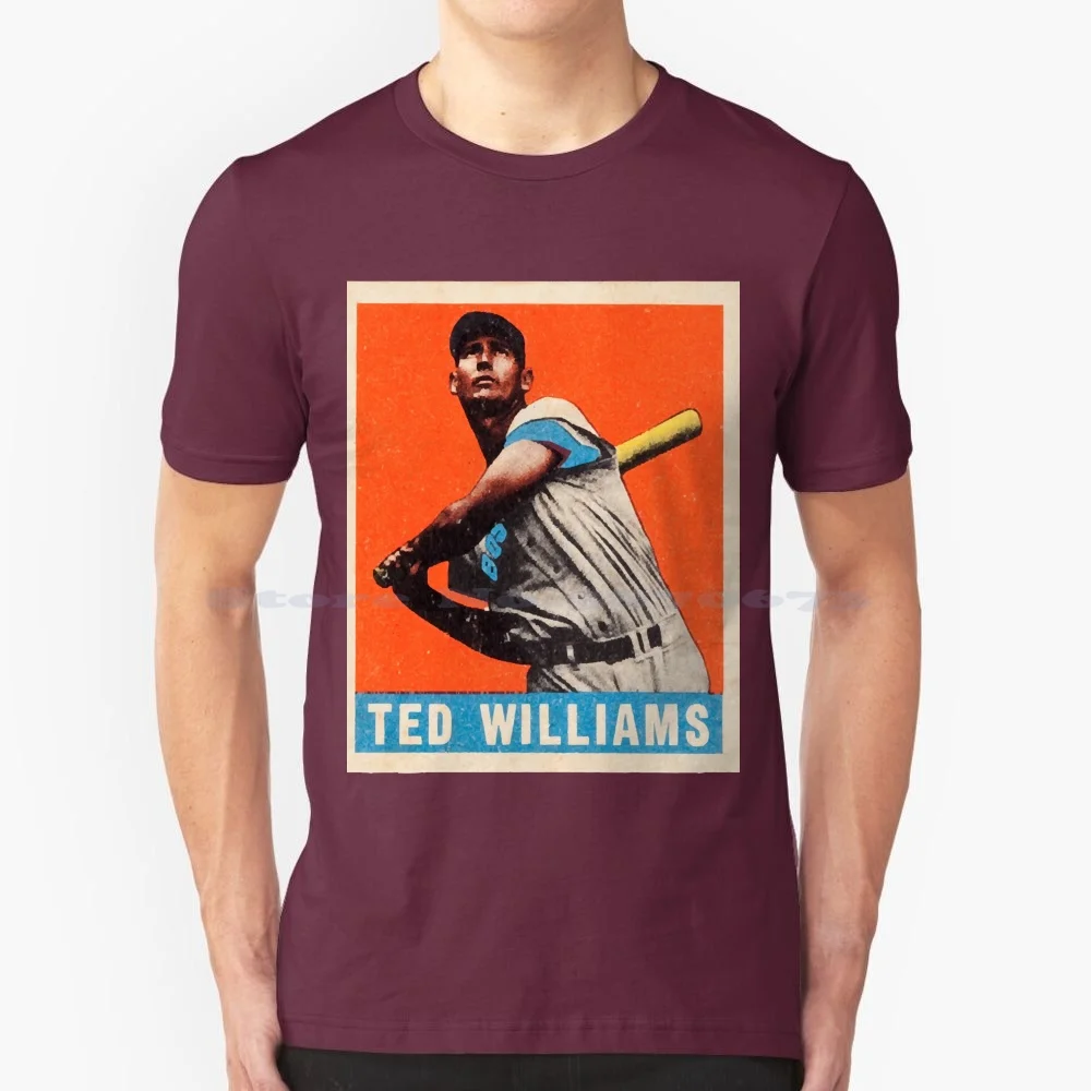 Ted Williams 1948 Leaf T Shirt 100% Cotton Tee Baseball Vintage