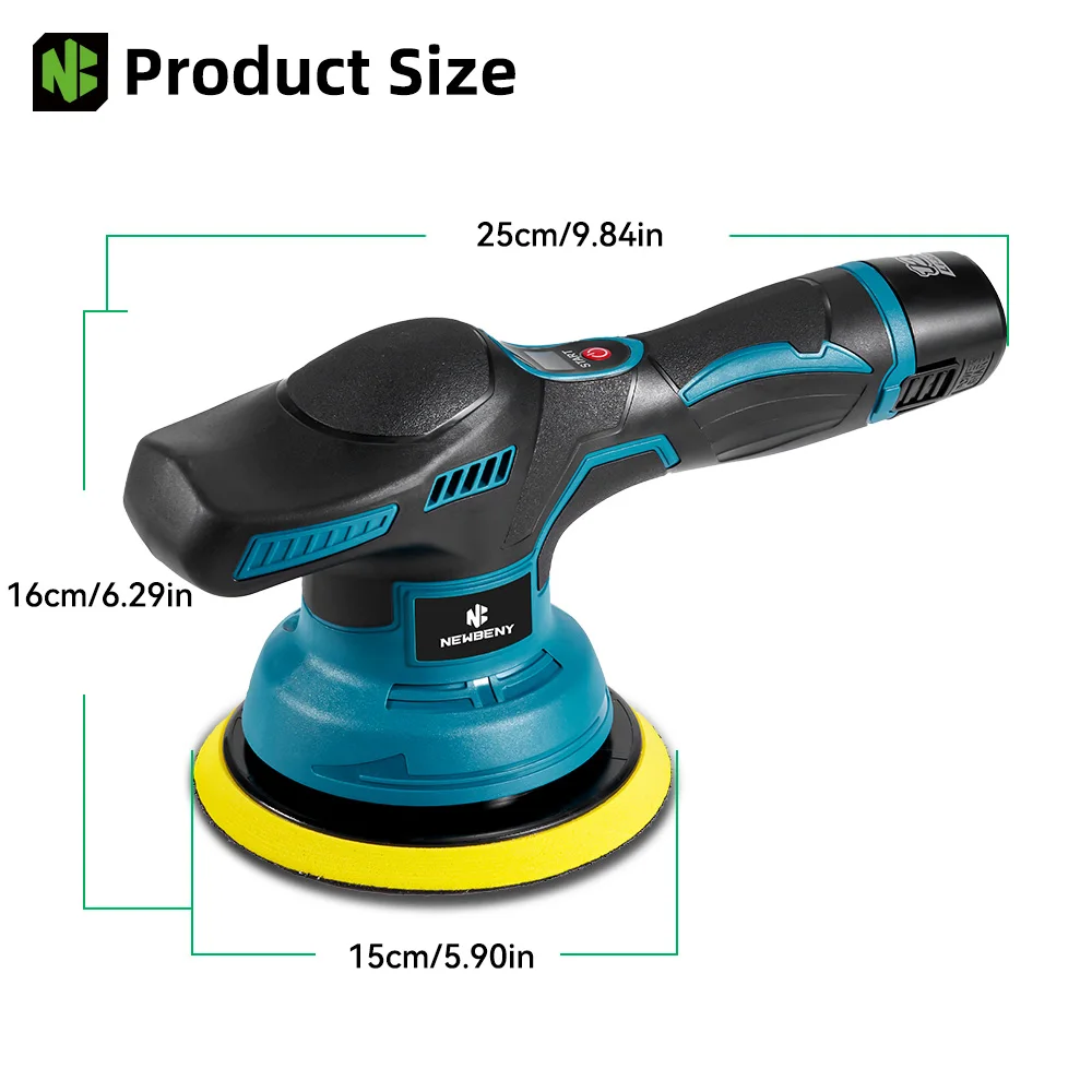 NEWBENY 150MM 8Gears Electric Car Polisher Cordless Auto Polishing Waxing Sanding Rust Removal Power Tools view 4