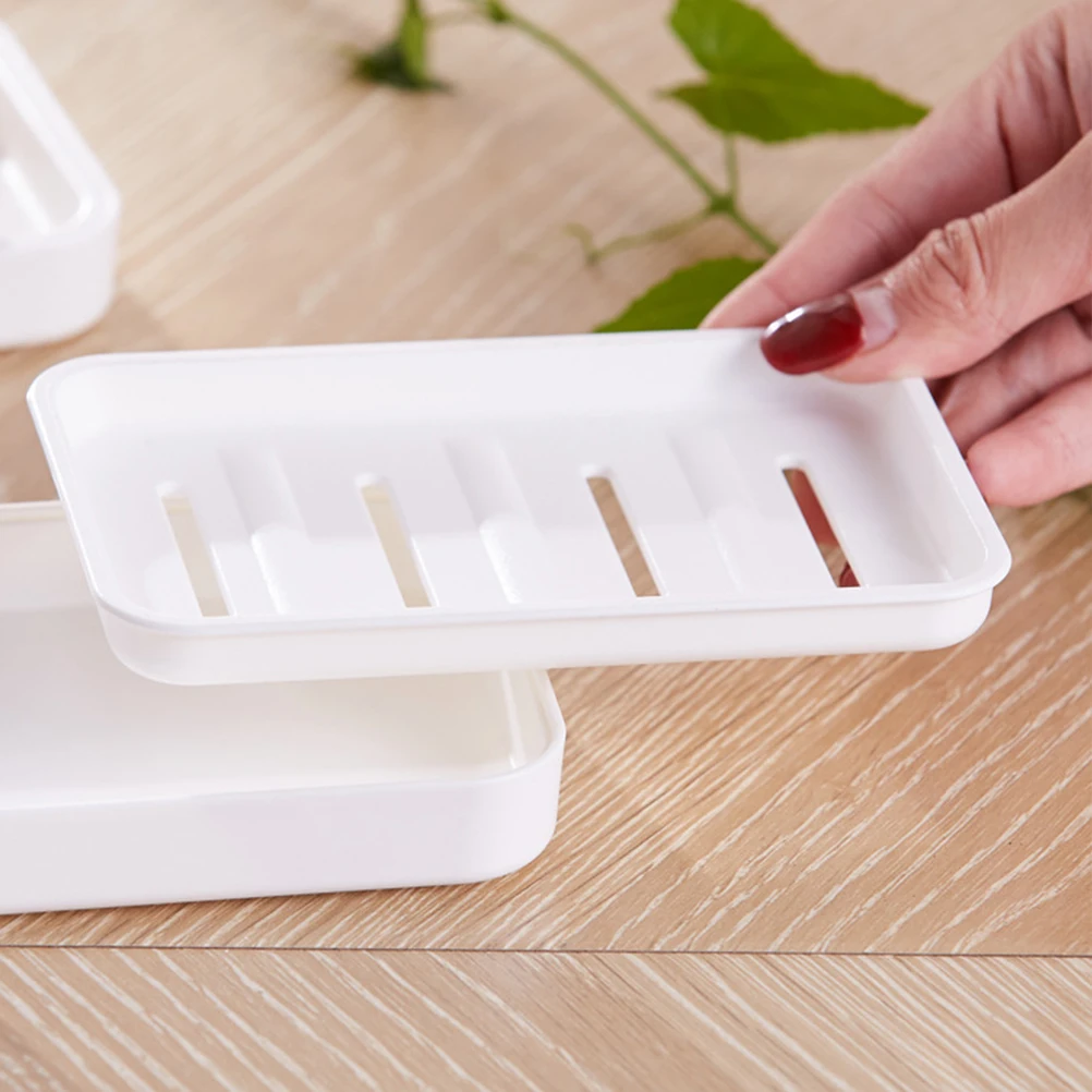 

2 pcs Double Layer Soap Dish Portable Compact Bathroom Kitchen Draining Container High Quality Plastic