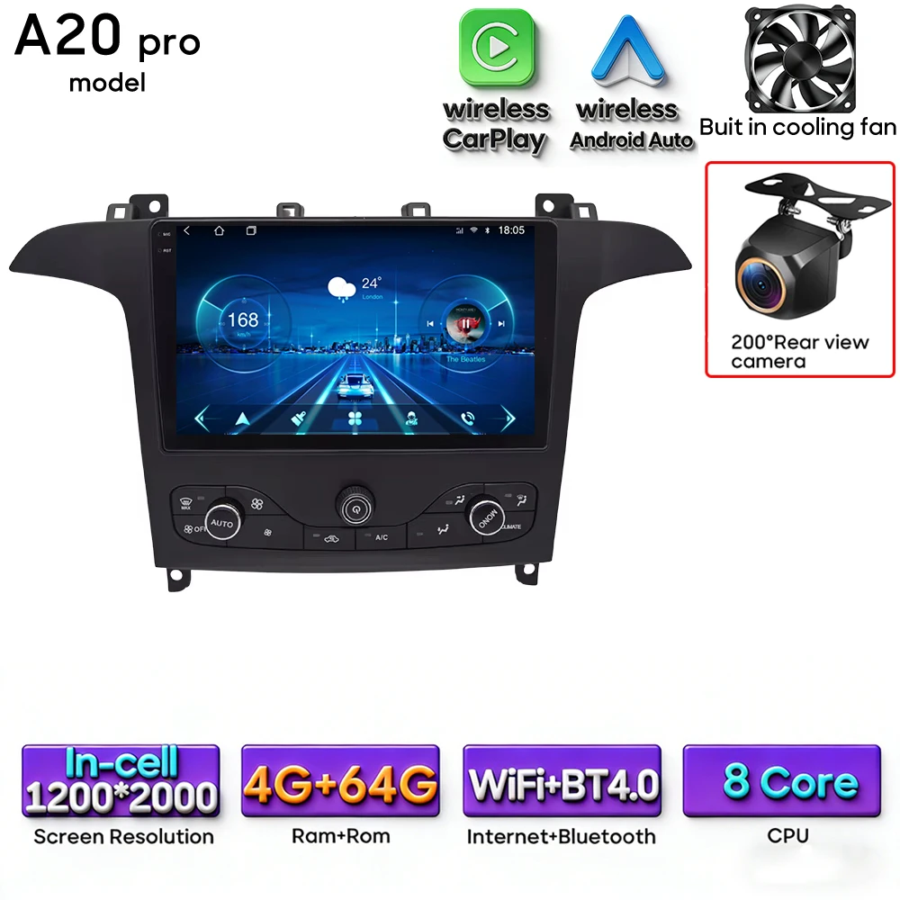 Android 16 voor Ford S-Max S-MAX 2006 - 2015 voor Ford Galaxy 2014 Auto Multimedia Speler Carplay Radio Video Navigatie GPS 2din