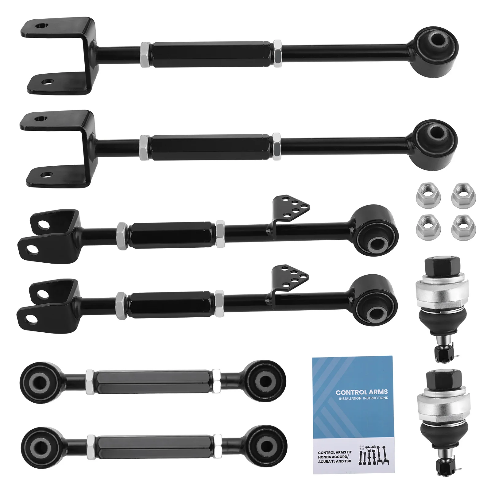 Rear Control Camber Arms Toe Kit + Front Lower Ball Joint for H onda Accord 2008-2013