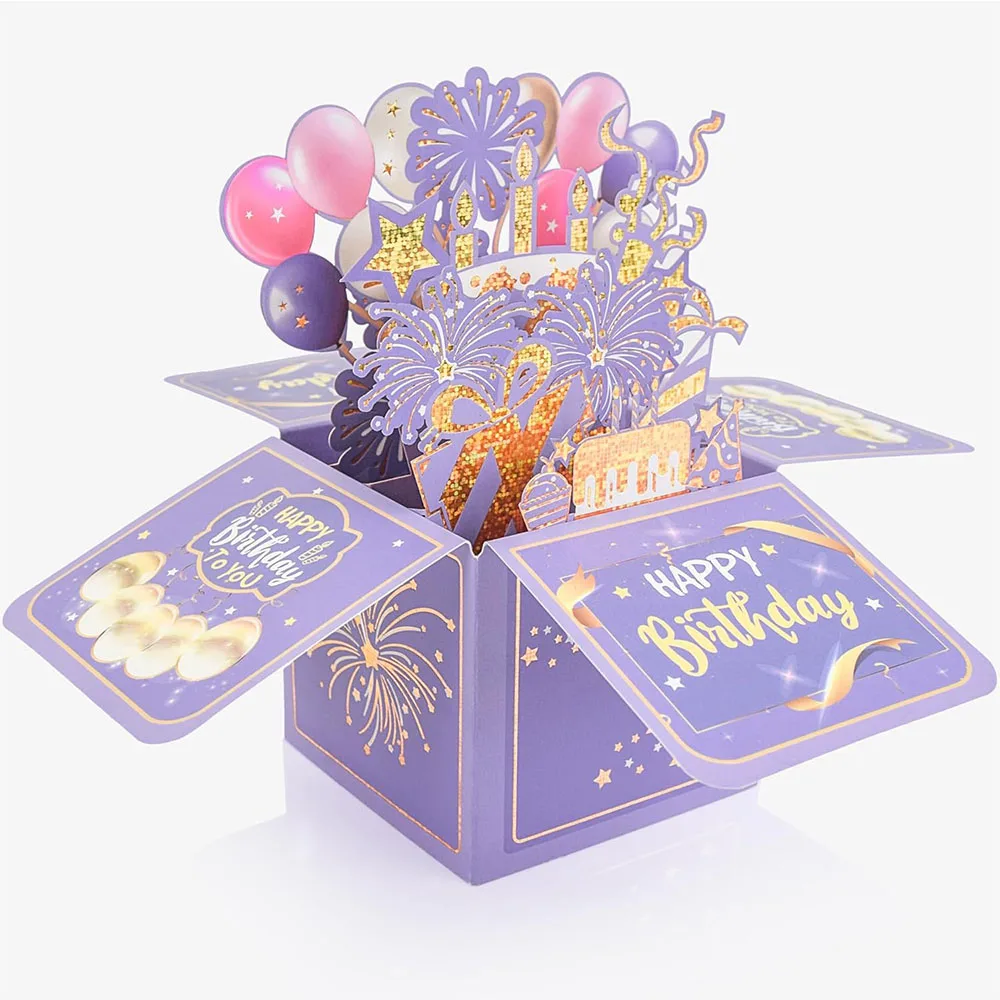 3D Pop-up Geburtstagskarte Überraschung Handgemachte Faltbare Grußkarte mit Umschlag für Erwachsene und Kinder Einzigartiges Design