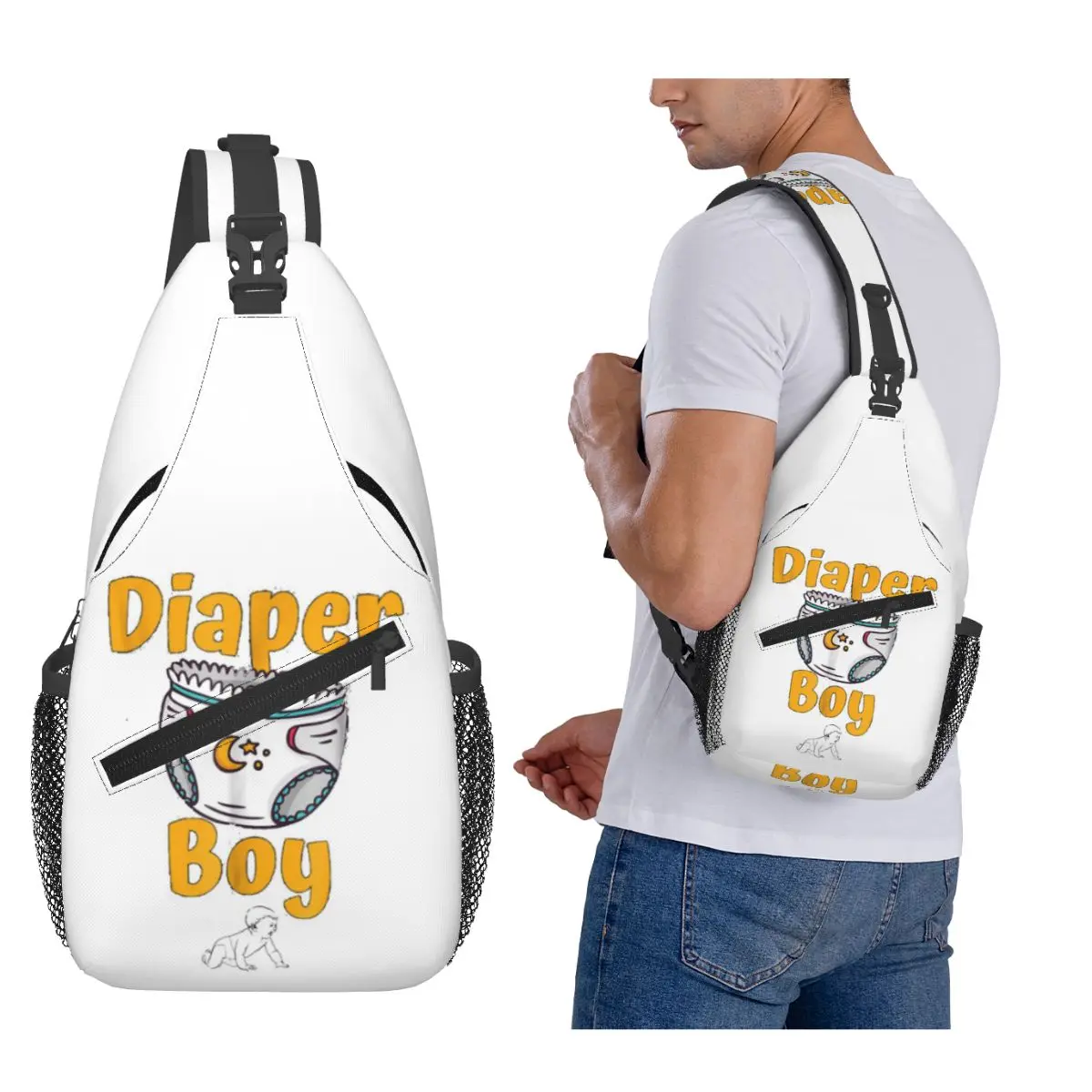 

Diaper Boy Chest Bag Men Sling Crossbody Backpack Chest Bag Traveling Hiking Daypack Shoulder Bag