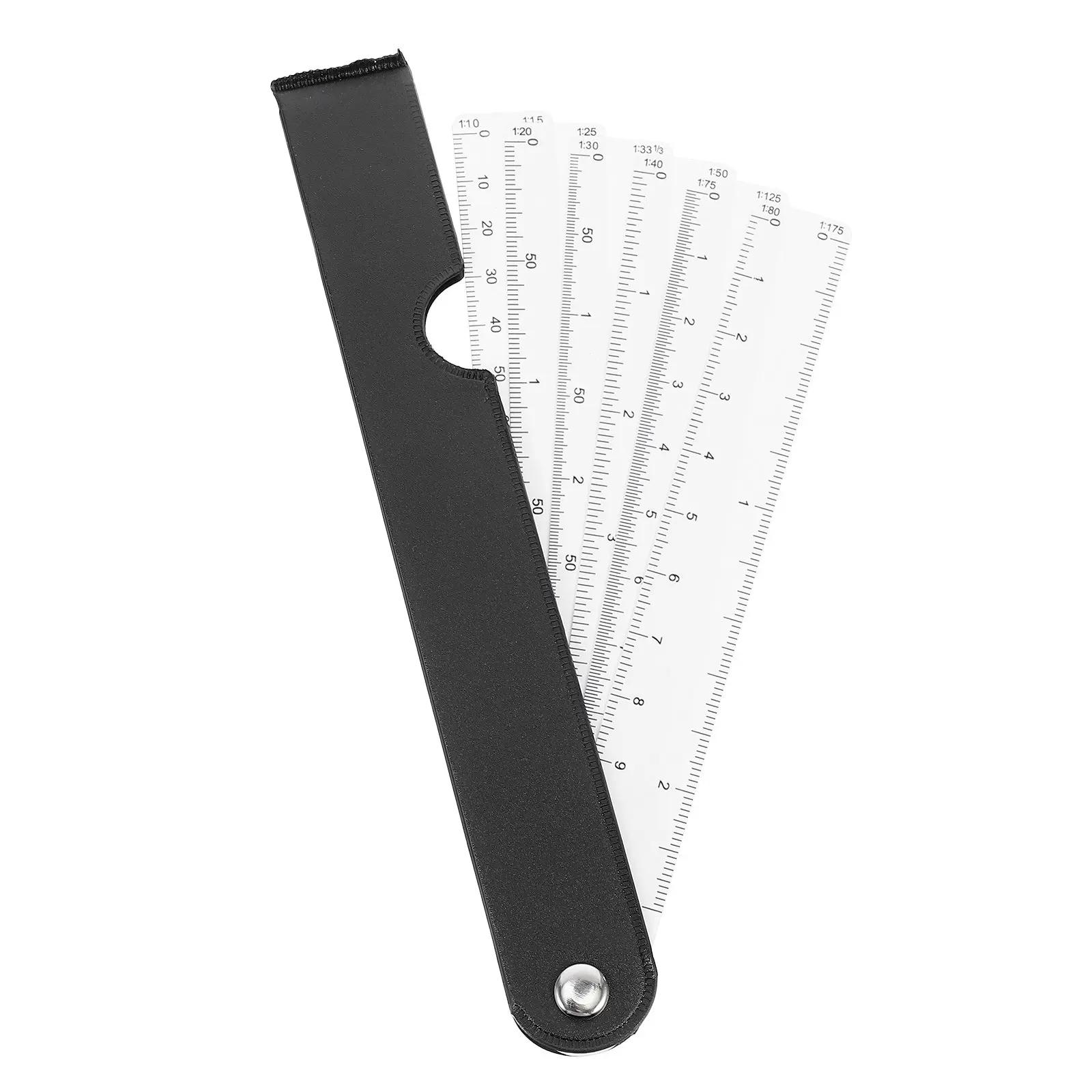 

White Folding Multifunctional Sector Scale Ruler for Painting Drawing Architecture Design Students Artists Straight Ruler