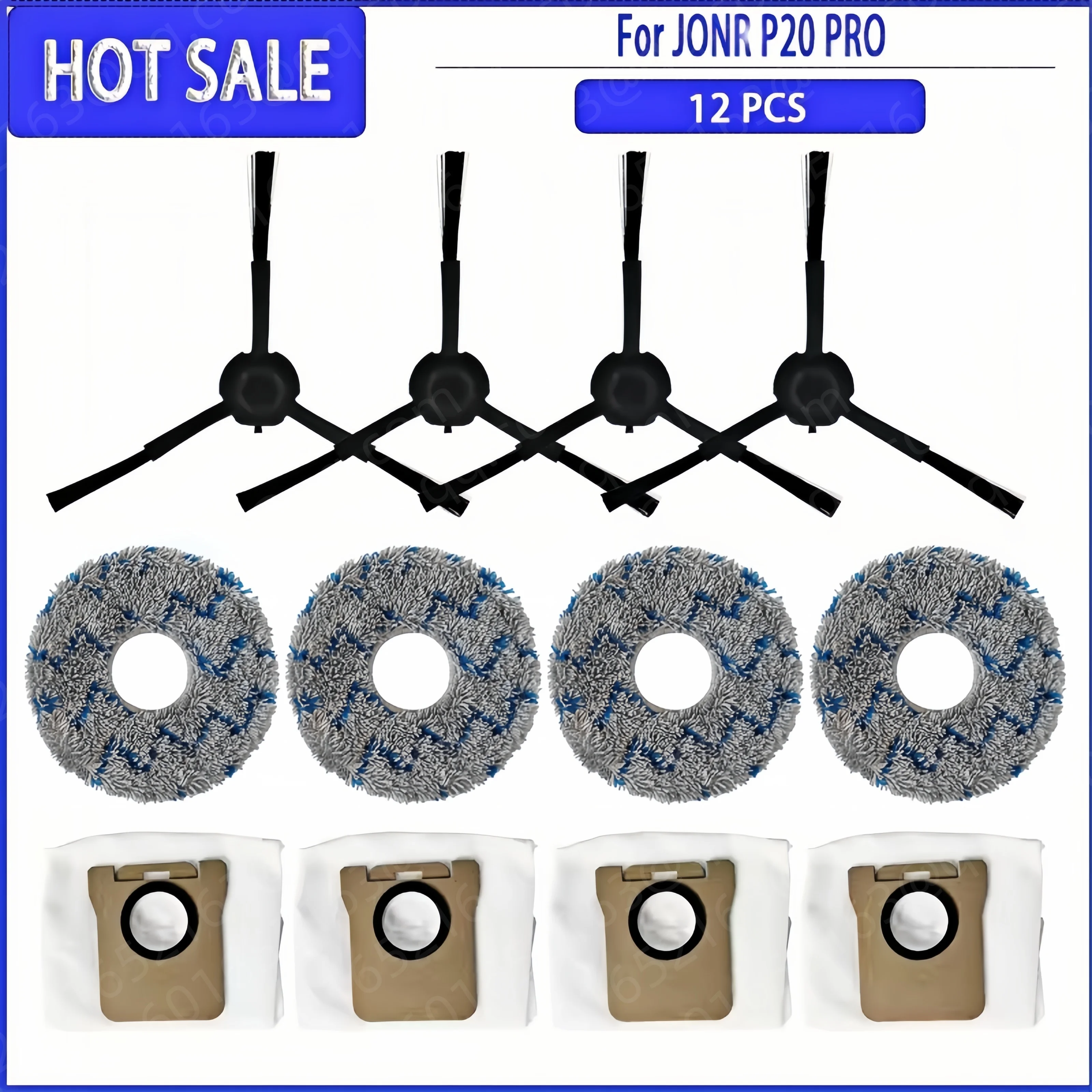 متوافق مع فرشاة جانبية ممسحة قماش كيس لجميع الغبار لملحقات قطع الغيار JONR P20 PRO المواد الاستهلاكية