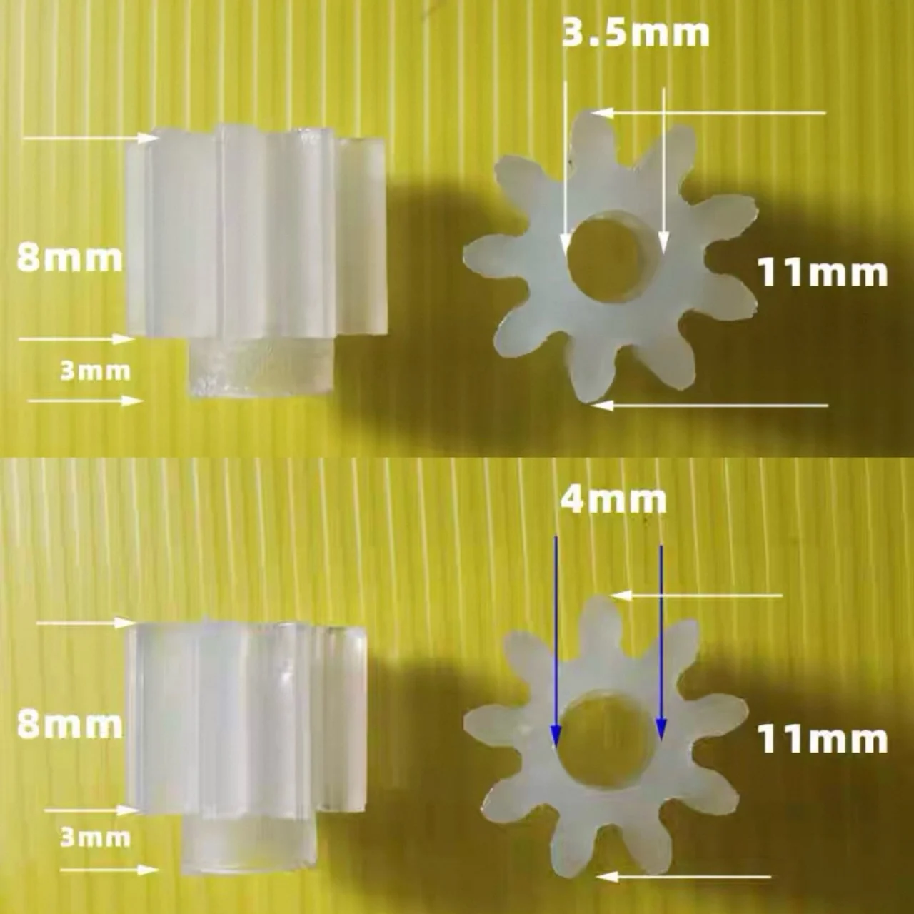 1M 9T 3/3.5/4mm Motor Spindle Plastic Gear DIY Toy Sewing Machine Gear
