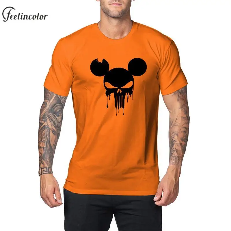 Halloween Tear The Grimace T-Shirt For Men Orange Printed T-Shirts Short Sleeve Round Neck Top Fashion Holiday Male Clothing