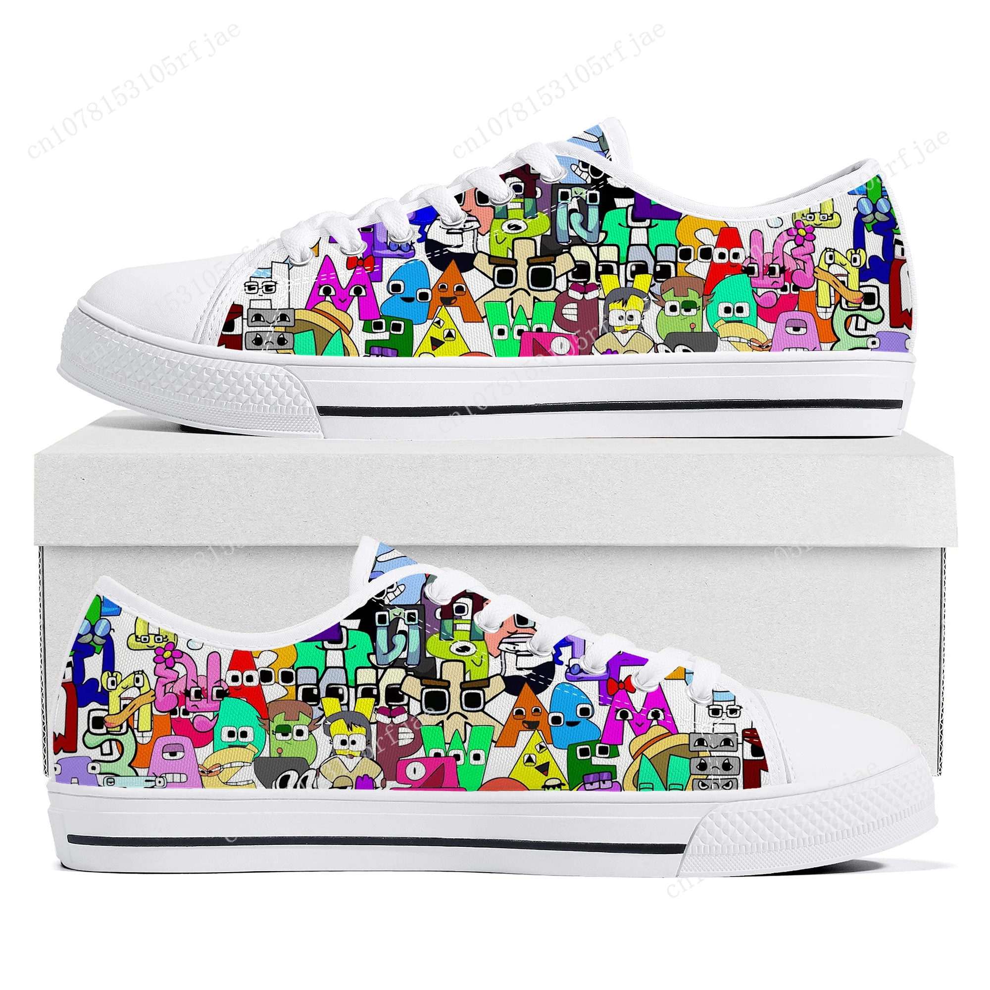 Alphabet Lore Low Top Sneakers Hot Cartoon Game Womens Mens Teenager High Quality Canvas Sneaker Couple Custom Built Shoes