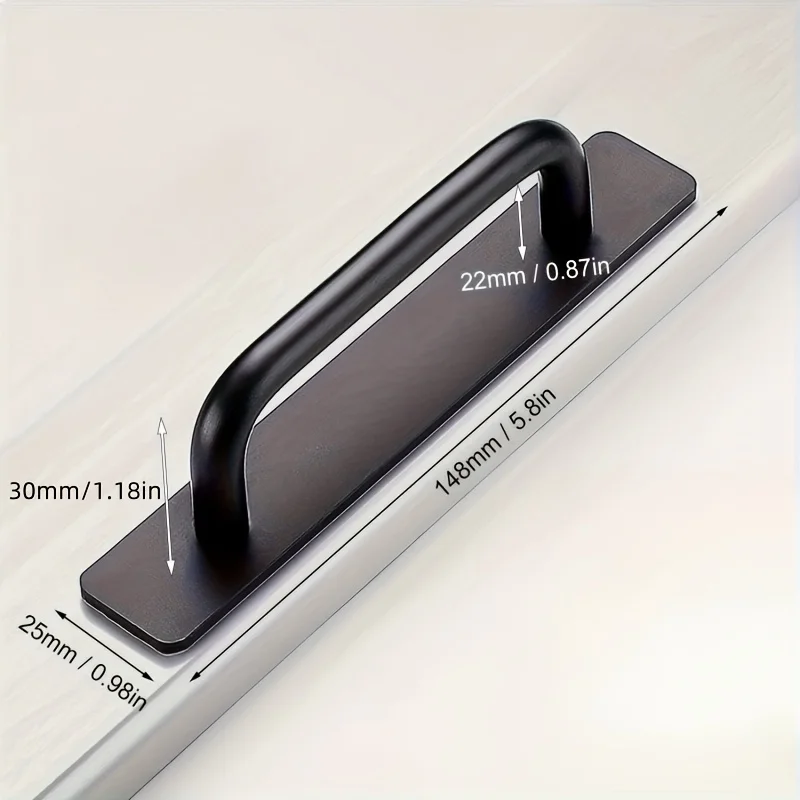 مقابض أدراج الخزانة الفورية ذاتية اللصق - مقابض أبواب لاصقة من الفولاذ المقاوم للصدأ مقاس 5.8 بوصة، بدون تصميم للحفر