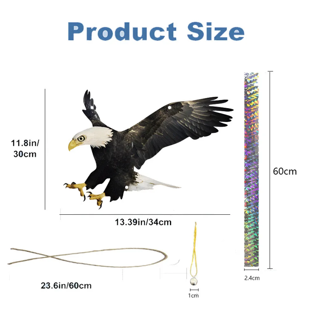 Lifelike Bird Scare Acrylic Pendant Garden Hanging Ornament Outdoor Yard Sculpture Decorative Eagle Figurine