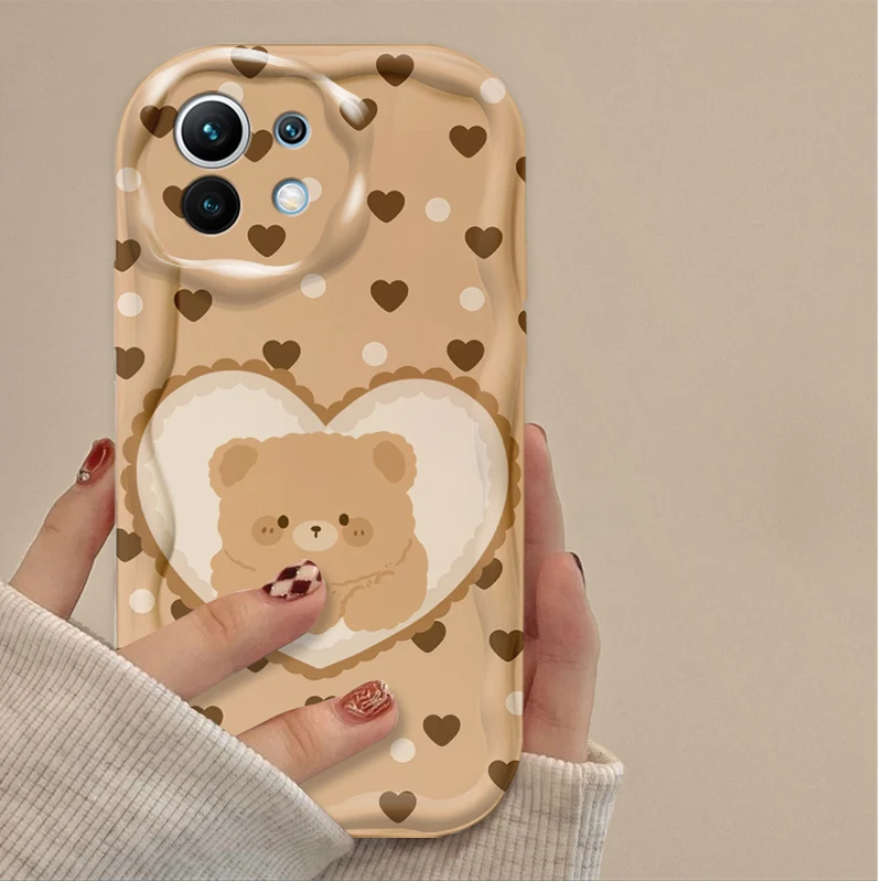 جميل القهوة الدب قضية الهاتف ل Xiaomi POCO X7 X6 X5 X3 NFC F7 الترا F6 F5 برو F4 F3 GT M5S C65 C75 M3 M4 M5S M6 M7 برو 4G 5G